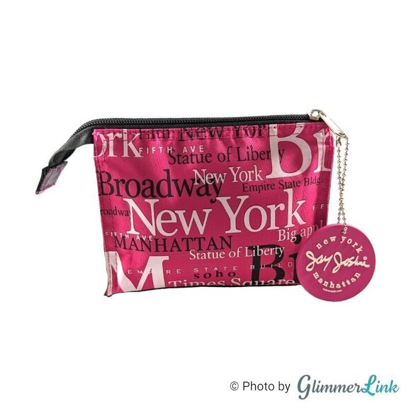FREE with $35 Bundle Purchase Jay Joshua NY Pink Black White Cosmetic Pouch Bag - Picture 1 of 12